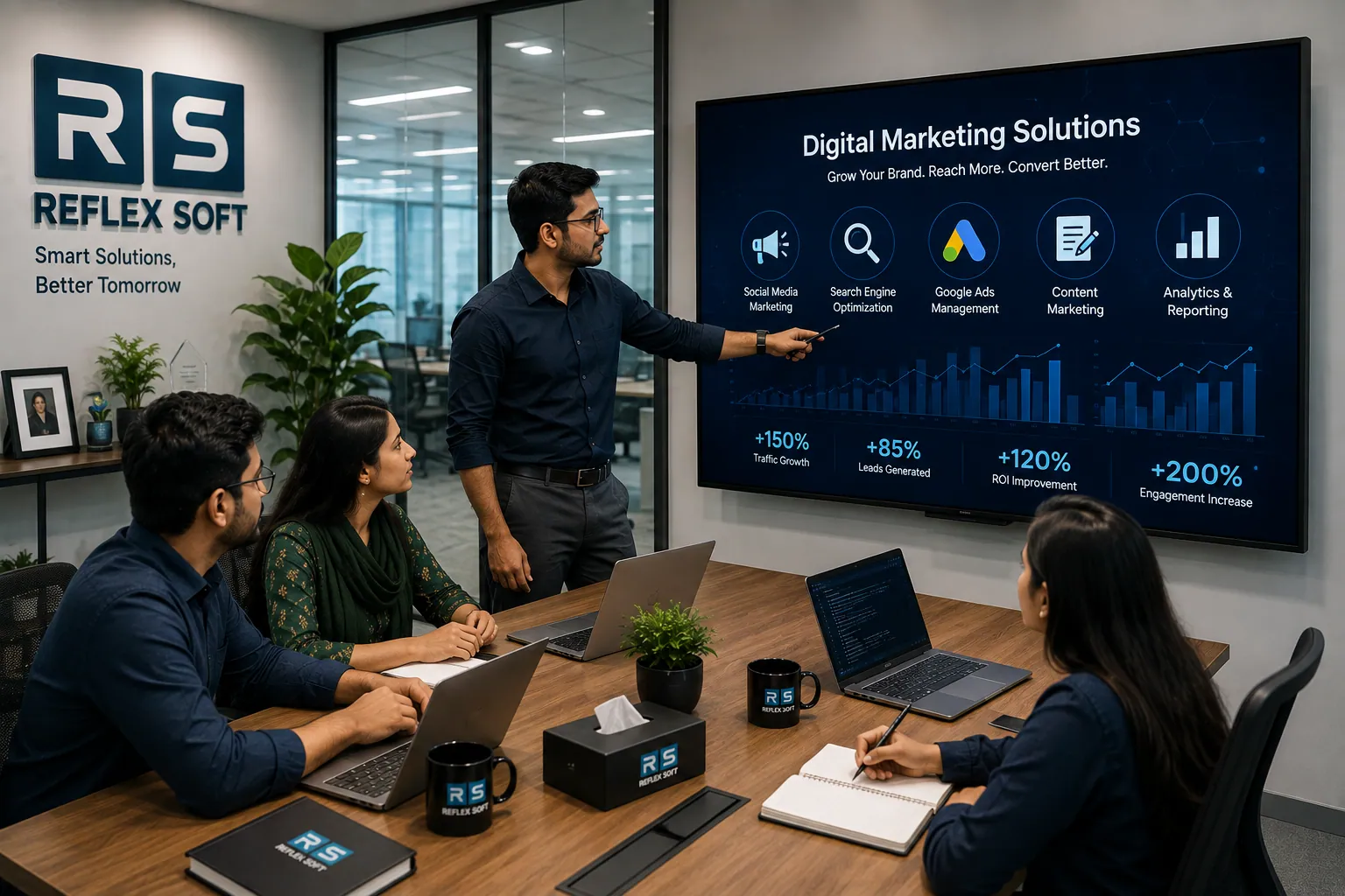 Campaign performance review with the marketing team